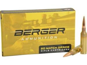 Berger Match Grade 6mm Creedmoor Ammo 105 Grain Hybrid Target Jacketed Hollow Point Box of 500