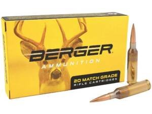 Berger Match Grade 6mm Creedmoor Ammo 108 Grain Elite Hunter Jacketed Hollow Point Box of 500