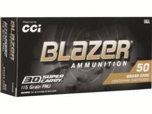 Blazer Brass 30 Super Carry Ammo 115 Grain Full Metal Jacket Box of 1000
