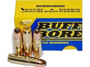 Buffalo Bore 458 Socom Ammo 500 Grain Jacketed Flat Nose Box of 500