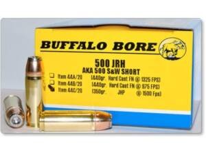 Buffalo Bore 500 JRH (500 S&W Short) Ammo 440 Grain Flat Nose Low Recoil Box of 300