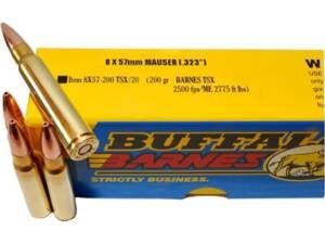 Buffalo Bore 8x57mm JS Mauser (8mm Mauser) Ammo 200 Grain Barnes TSX Hollow Point Lead Free Box of 500