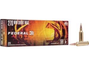 Federal Fusion 270 Winchester Short Magnum (WSM) Ammo 150 Grain Bonded Round Nose Box of 500