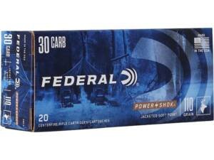Federal Power-Shok 30 Carbine Ammo 110 Grain Jacketed Soft Point