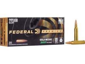 Federal Premium Gold Medal 223 Remington Ammo 69 Grain Sierra MatchKing Jacketed Hollow Point Box of 500