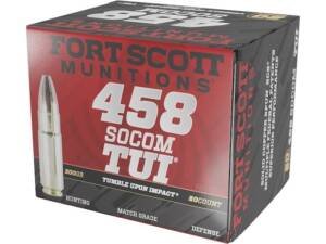 Fort Scott Munitions TUI 458 Socom Ammo 300 Grain Solid Lead Free Box of 500