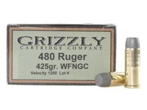 Grizzly Cartridge Bear Load 480 Ruger Ammo 425 Grain Flat Nose Box of 500
