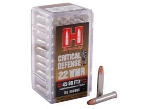 Hornady Critical Defense 22 Winchester Magnum Rimfire (WMR) Ammo 45 Grain Hornady FTX Polymer Tip Box of 2000