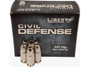 Liberty Civil Defense 357 Sig Ammo 50 Grain Fragmenting Hollow Point box of 500