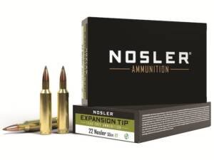 Nosler E-Tip 22 Nosler Ammo 55 Grain Nosler Expansion Tip (E-Tip) Polymer Tip Lead Free Box of 500