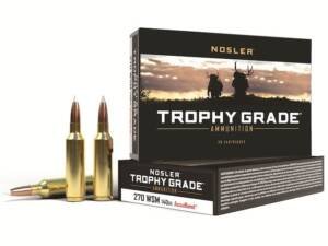 Nosler Trophy Grade 270 Winchester Short Magnum (WSM) Ammo 140 Grain Nosler AccuBond Bonded Polymer Tip Box of 500