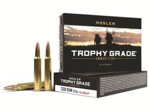 Nosler Trophy Grade 338 Remington Ultra Magnum Ammo 225 Grain Nosler AccuBond Bonded Polymer Tip Box of 200