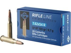 PPU 7.62x54mm Rimmed Russian Ammo 150 Grain Jacketed Soft Point Box of 500