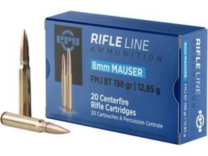 PPU 8x57mm JS Mauser (8mm Mauser) (323 Diameter) Ammo 198 Grain Full Metal Jacket Box of 500
