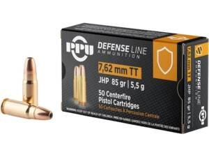 PPU Defense 7.62x25mm Tokarev Ammo 85 Grain Jacketed Hollow Point  box of 1000