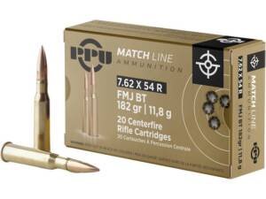 PPU Match 7.62x54mm Rimmed Russian Ammo 182 Grain Full Metal Jacket Box of 500
