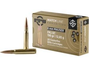 PPU Match 8x57mm JS Mauser (8mm Mauser) (323 Diameter) Ammo 200 Grain Full Metal Jacket Box of 500