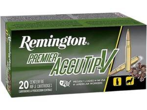 Remington Premier Varmint 22-250 Remington Ammo 50 Grain Remington AccuTip Polymer Tip box of 500