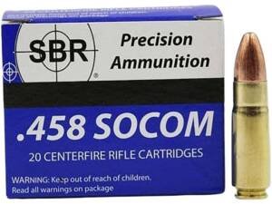 SBR 458 Socom Ammo 350 Grain Full Metal Jacket Box of 500
