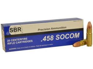SBR 458 Socom Ammo 450 Grain Full Metal Jacket Box of 500