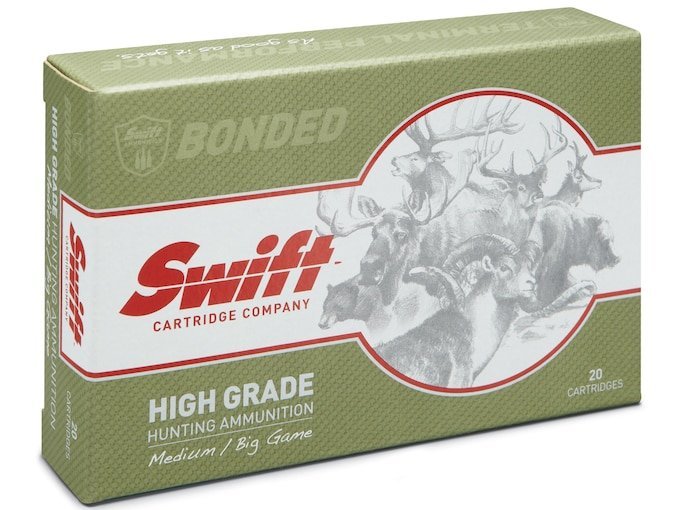 Swift High Grade Big Game Hunting 338 Winchester Magnum Ammo 250 Grain Swift A-Frame Bonded Round Nose Box of 200