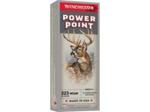 Winchester Power Point 223 Winchester Super Short Magnum (WSSM) Ammo 64 Grain Winchester Power Point Jacketed Soft Point