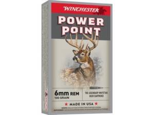 Winchester Power Point 6mm Remington Ammo 100 Grain Jacketed Soft Point Box of 500