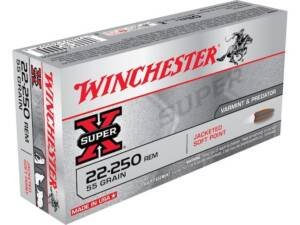 Winchester Super X 22-250 Remington Ammo 55 Grain Jacketed Soft Point box of 500