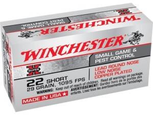 Winchester Super X 22 Short Ammo 29 Grain Plated Round Nose Box of 5000