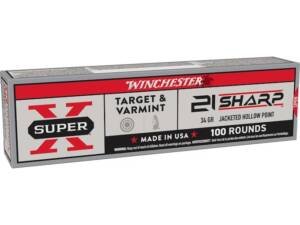 Winchester Super X Target & Varmint 21 Sharp Ammo 34 Grain Jacketed Hollow Point