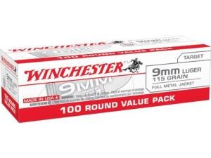 Winchester Target & Practice 9mm Luger Ammo 115 Grain Full Metal Jacket Box of 1000